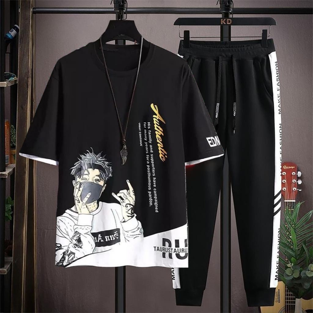 Stylist New Printed  Half Sleeve T-Shirt and Full Pant( Set )For Men1