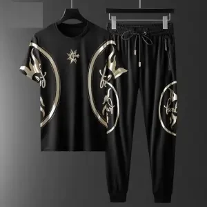 Stylist Printed Cotton Haf Sleeve T-Shirt Full Pant( Set )For Men