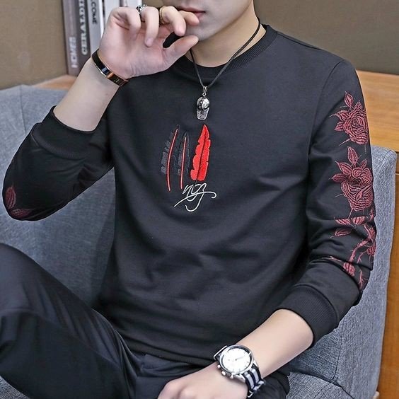 New Black Staylish Full Sleeve T-Shirt For Men